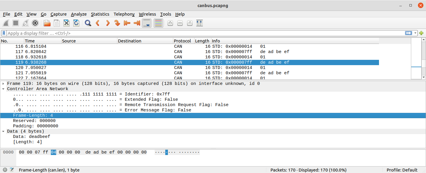 Screenshot of Wireshark